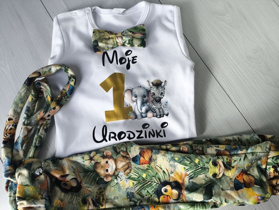 Komplet na pierwsze urodziny chłopca safari ale szok mam już rok