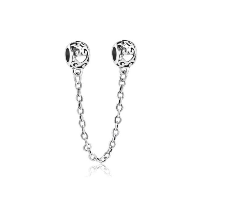 lSrebrny Charms Łańcuszek Zabezpieczający Disney Zamek S925