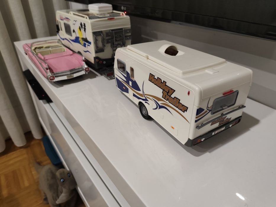 1/18 Autocaravana Hymer com Caravana Majorette carro coleção miniatura