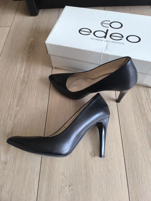 Czarne skórzane szpilki Edeo 37