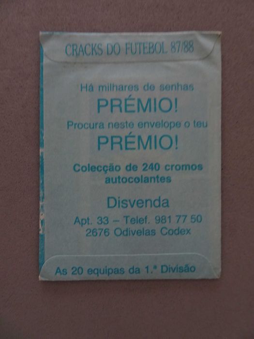 Carteira de cromos fechada de futebol Cracks do Futebol 87/88 Disvenda