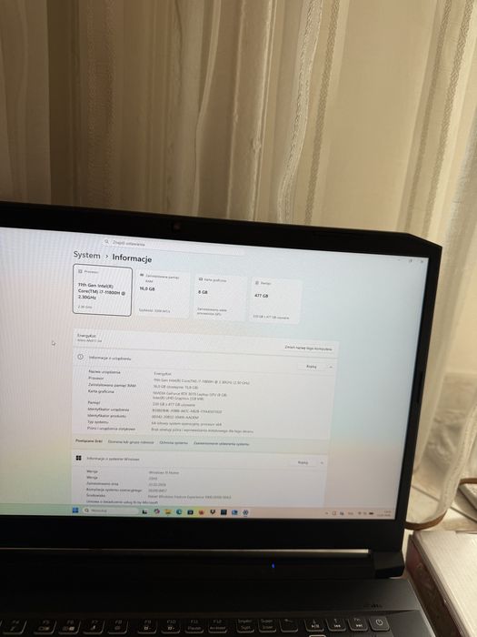 Laptop Acer nitro 5 17,3 cali RTX3070 8GB