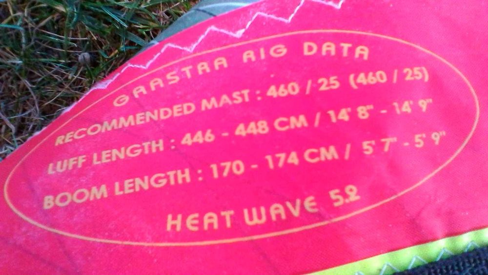 Windsurf Vela Gaastra 5,2 Heatwave com saco Anti-crush