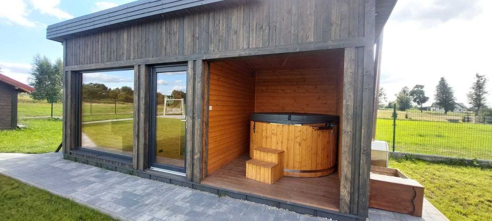 Domek drewniany do wynajęcia-sauna, balia oraz miejsce na ognisko !