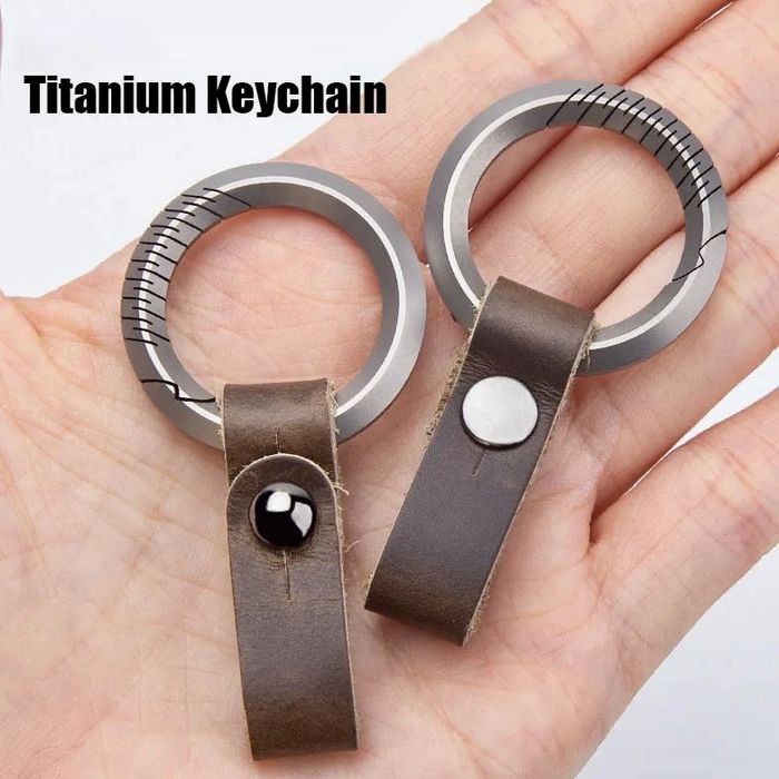 EDC ‼️ Брелок/кільце з титану та натуральної шкіри