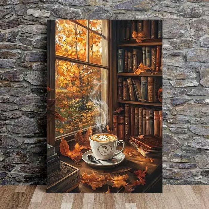 Plakat Latte Art - Parująca Filiżanka Kawy