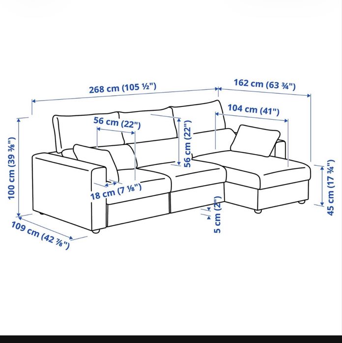 Sofá 3 lugares c/chaise longue