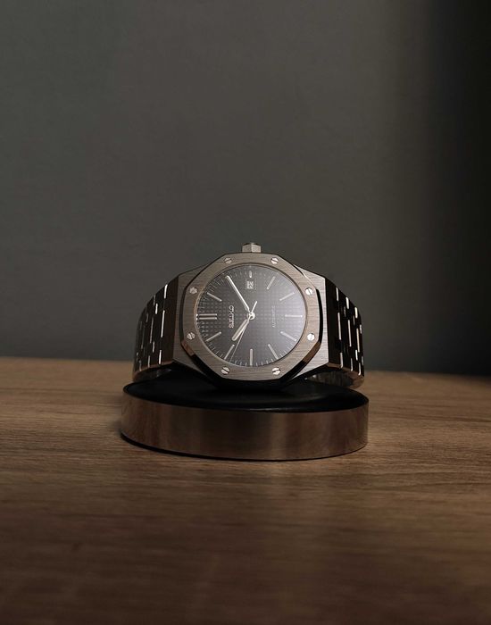 SEIKO MOD Royal OAK Czarny Black Custom NOWY Zegarek Męski