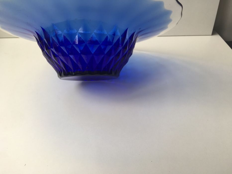 Centro de mesa "frosted glass" azul anos 50/60