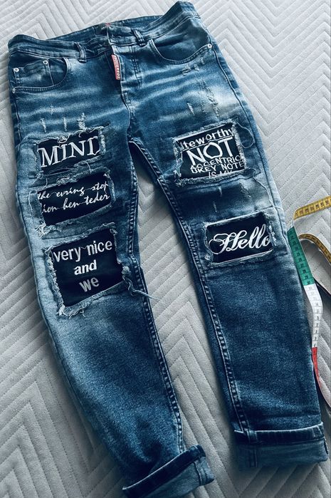 Dsquared spodnie jeansowe grubsze granat