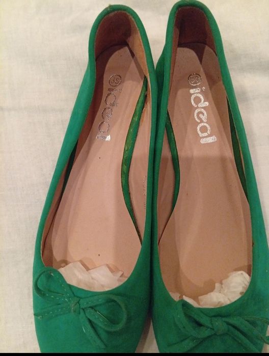 Baleriny zamszowe z kokardką nowe