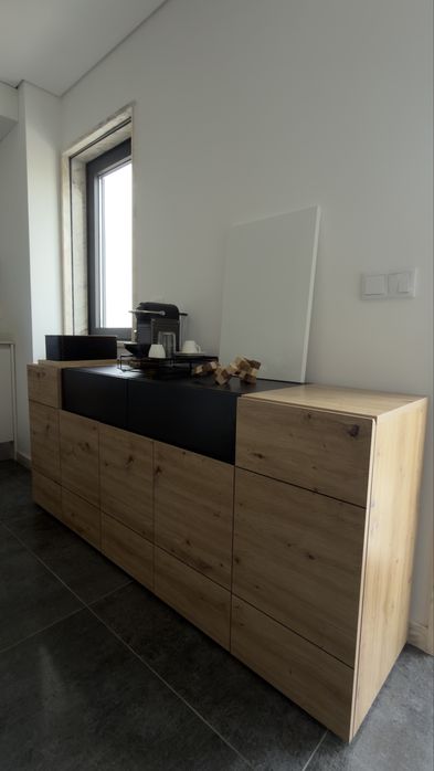 Aparador Moderno Furn.Design Liam (Carvalho Artisan e Preto) – Como Novo