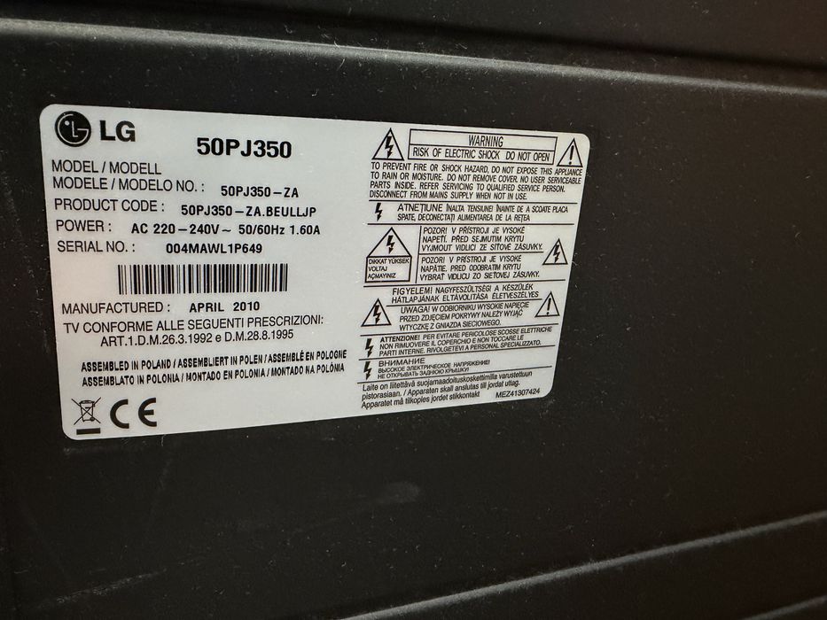 LG 50" (127cm) HD Plasma TV