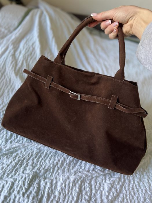 Коричнева сумка під замшу row