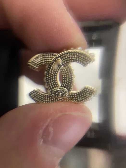 kolczyki złote chanel oryginalne nowe do uszu błyszczące