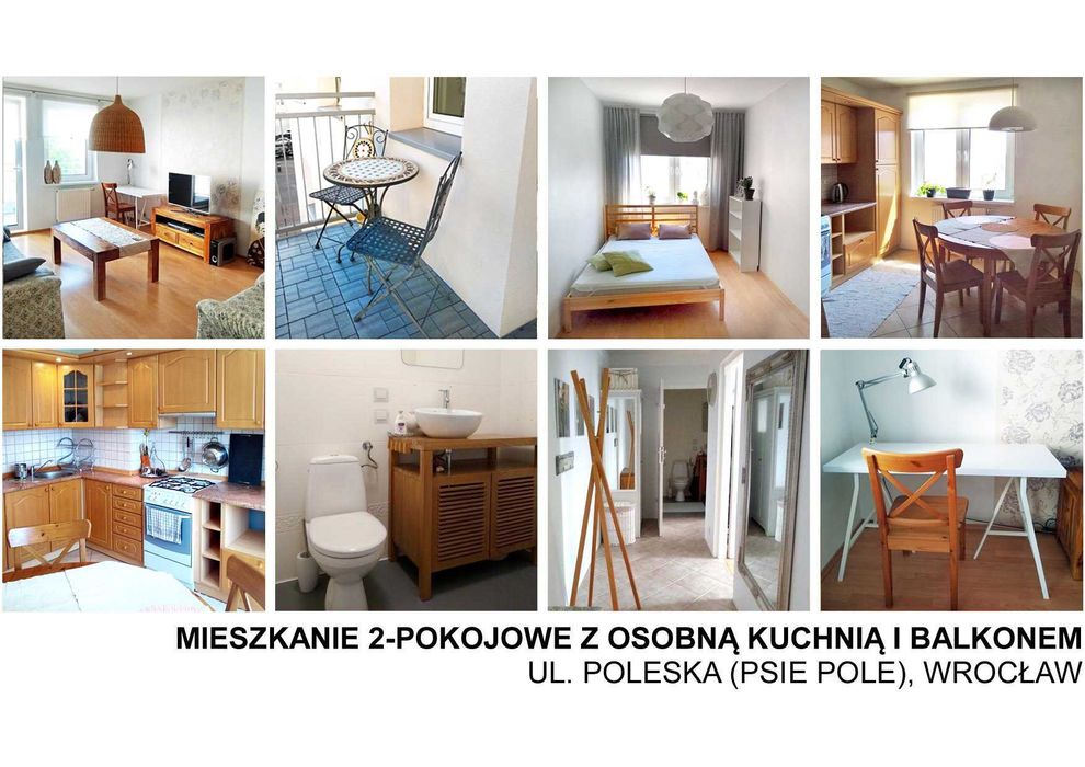 Mieszkanie 2-pokojowe z balkonem i osobną kuchnią, Wrocław/Psie-Pole/Poleska