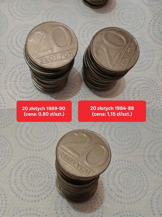 Monety polskie obiegowe PRL 10, 20 zł Mickiewicz, Prus, Nowotko itp.