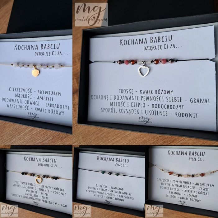 Bransoletka z kamieni naturalnych dla babci na dzień babci