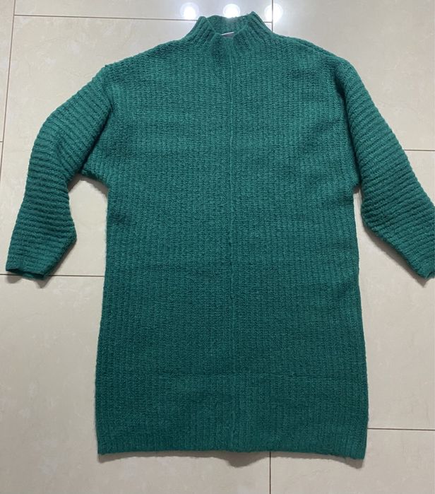 Ciepła sukienka butelkowa zieleń M