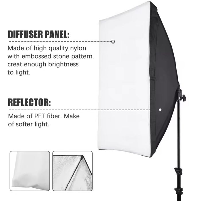 2 lampy softbox do sesji zdjęciowych i wideo