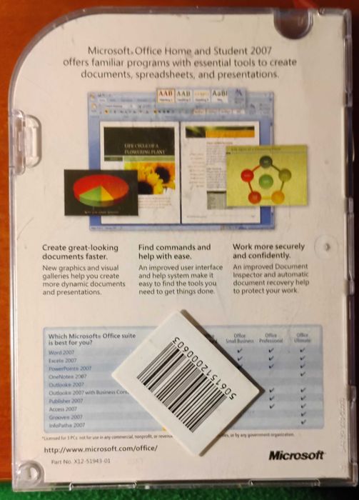 Microsoft Office 2007 Home & Student BOX English 3 PC WIN32 Certyfikat