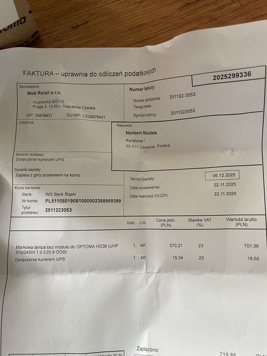 Projektor Optoma hd36