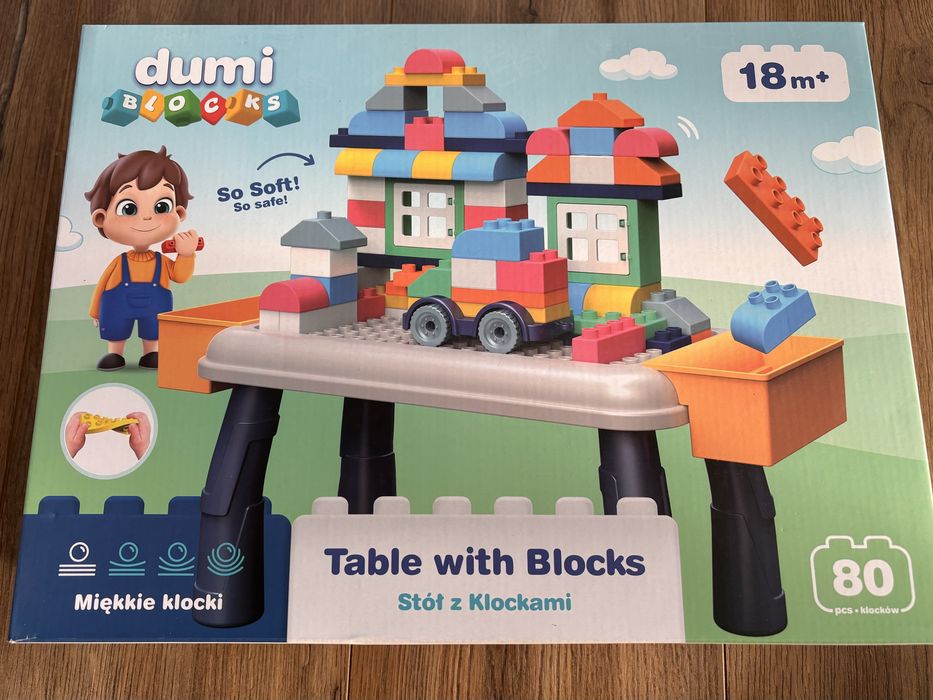 Stół z Miękkimi Klockami Dumi Blocks 80 el. - Idealne dla Malucha