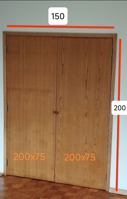 Portas de roupeiros embutir (200x150 c/aros incluídos)