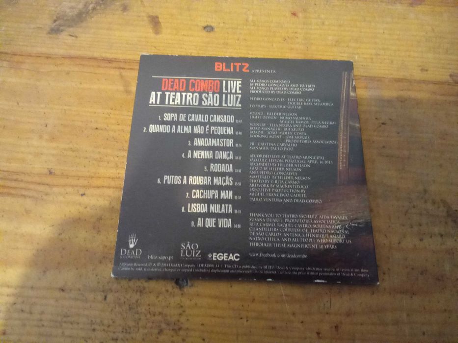 DEAD COMBO - Live At Teatro S Luiz	CD (cartão fino)