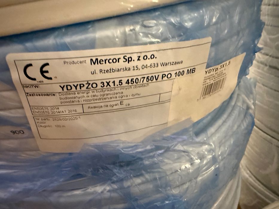 Przewód 3x1,5 płaski dwie rolki