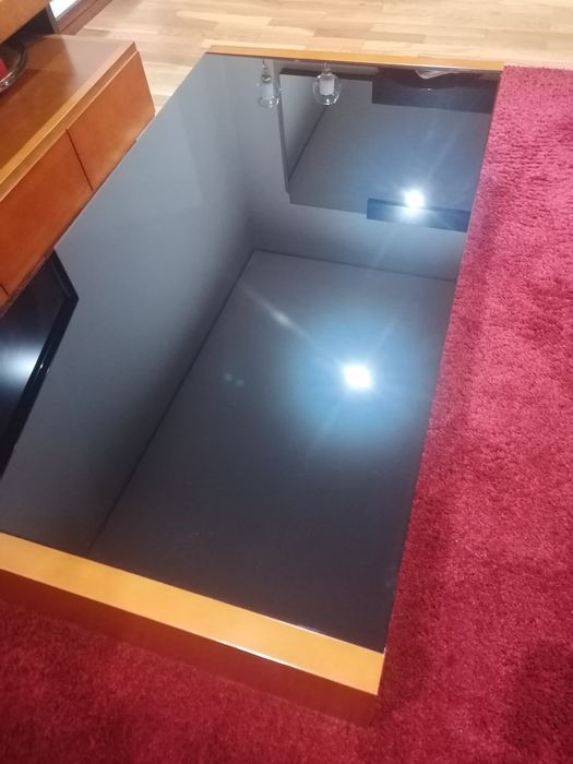 Mesa centro cerejeira e vidro preto