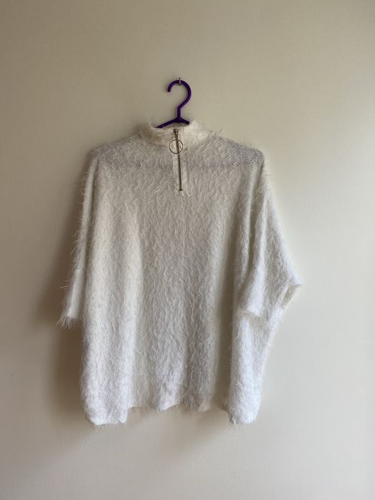 Sweter Stradivarius futerko polar bluza włochaty biała S XS