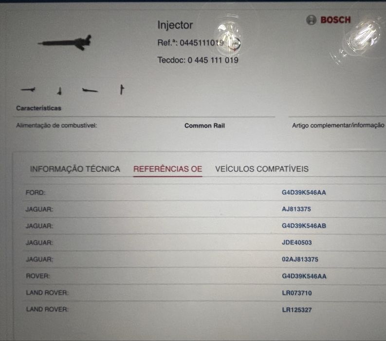 Injetor BOSCH Novo Original – Ford / Land Rover / Jaguar