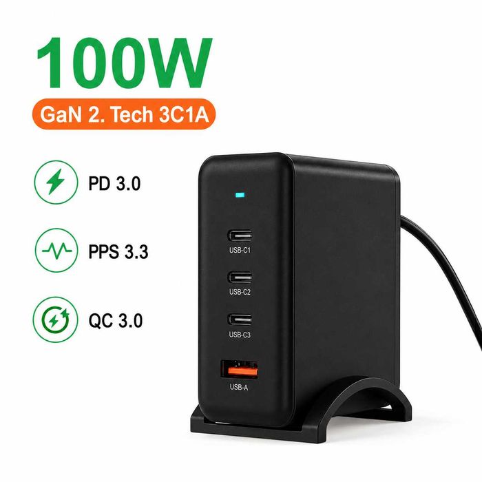 Зарядний пристрій GaN 4 100W швидка зарядка 65W 100W