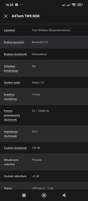 Słuchawki bluetooth super grają A4Tech TWS M30 cena takich 150zl