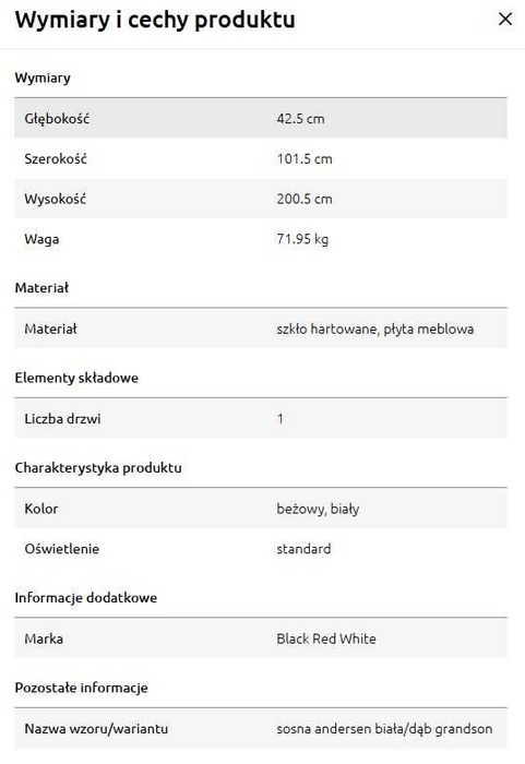 Witryna Loksa BRW 102 cm z 2 drzwiami
