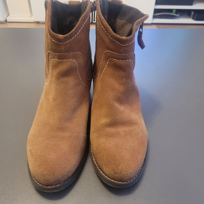 Buty botki skórzane zamszowe brązowe 38