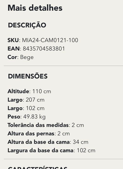 Cama nova DECOWOOD, modelo Mia para colchão 100x200