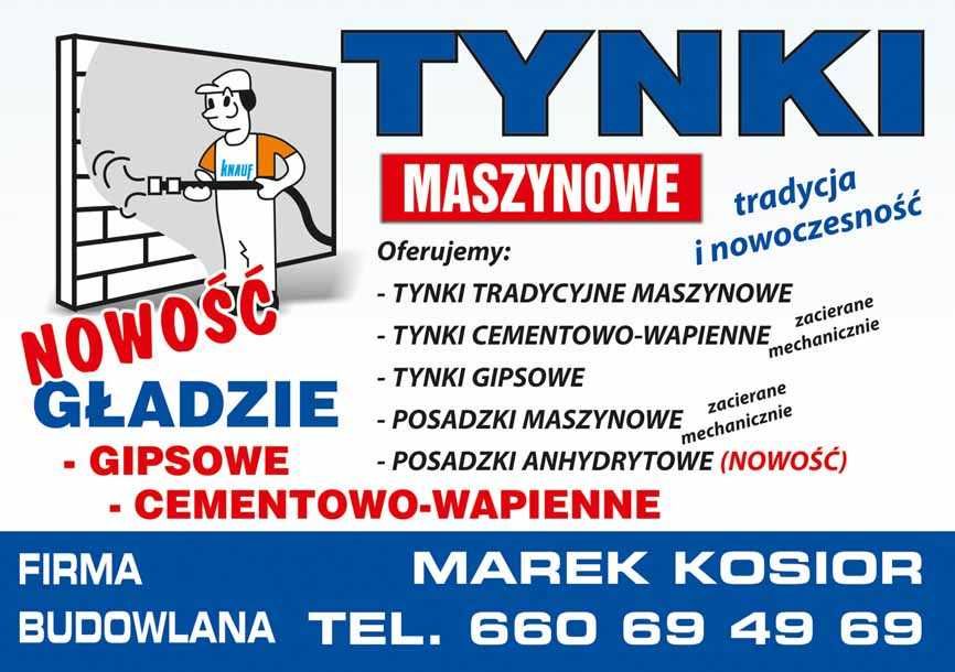 TYNKI CEMENTOWO - WAPIENNE maszynowe Ostrów Wlkp, Kalisz, Ostrzeszów
