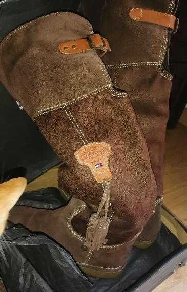 Botas altas pele em castanho Hilfiger denim