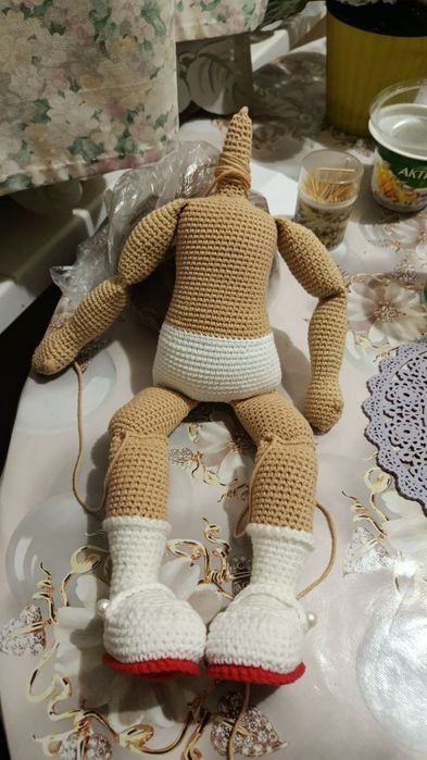 Подарок. Вязаная куколка Обнимашка. 39см. В'язана лялька
