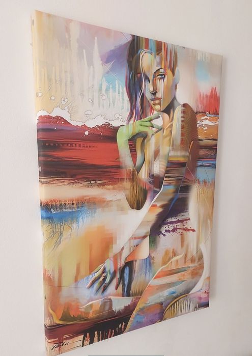 Moldura mulher abstrata Quadro impressão pintura tela tecido  45x65 cm