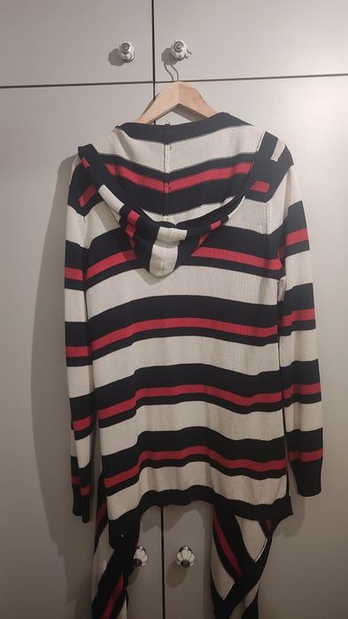 Kardigan narzutka sweter z kapturem marynarska marine  L XL