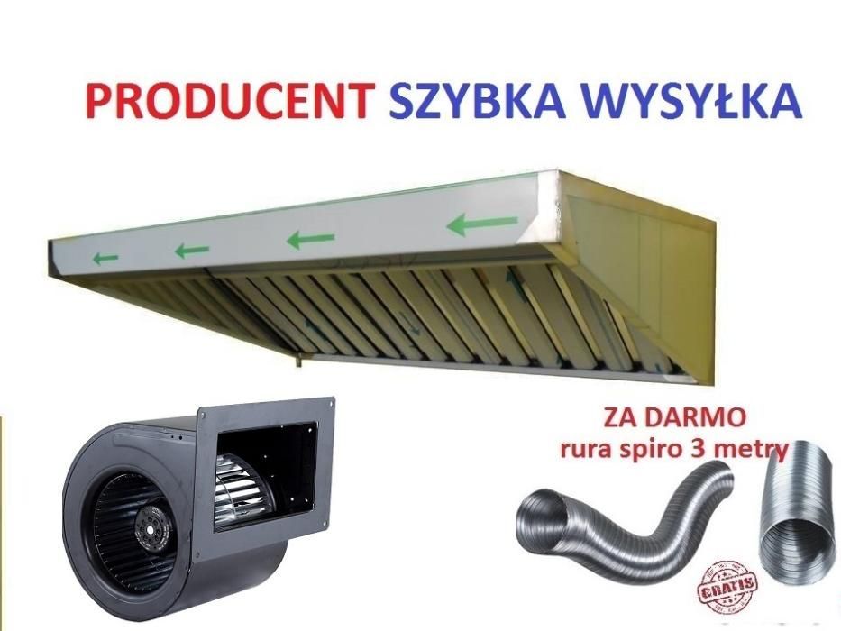 Okap gastronomiczny 250x70x40 SG+filtry+maxturbina+gratis NOWY wysyłka