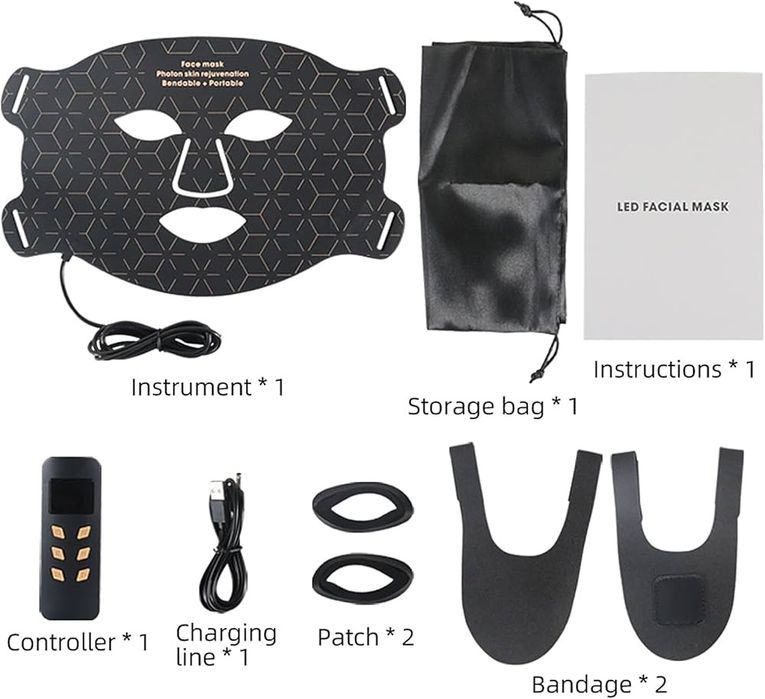 Maseczki na twarz LED, terapia światłem, odmładzająca skórę twarzy