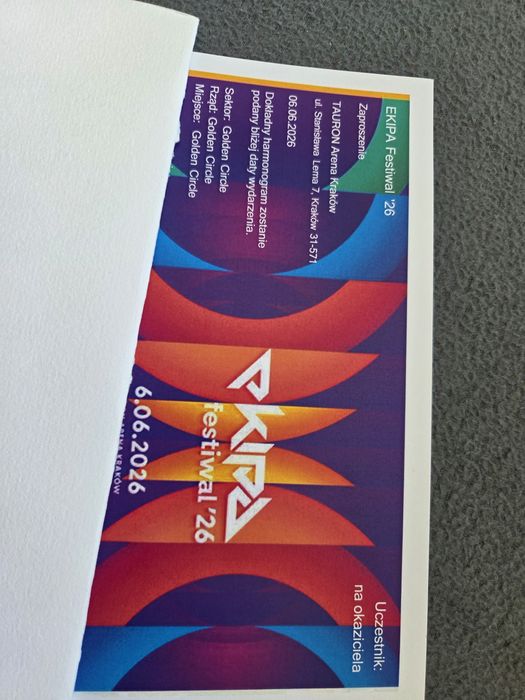 Sprzedam bilet wejściówkę Golden Circle na Ekipa Festival 06.06.2026