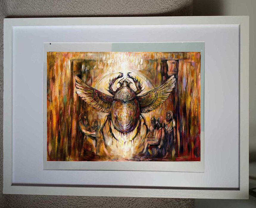 Bogowie Egiptu - Chepri akryl na papierze 42/30