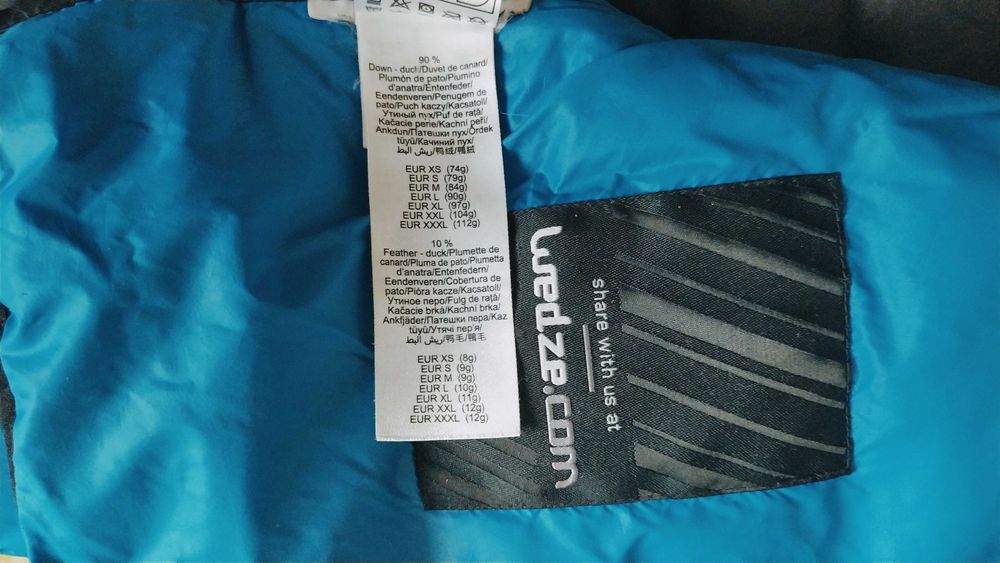 Wedze puchowa kurtka z kapturem ultralekka męska M