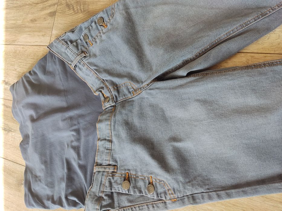 Jeansowe spodnie skinny rurki damskie ciążowe jasny dżins M 38