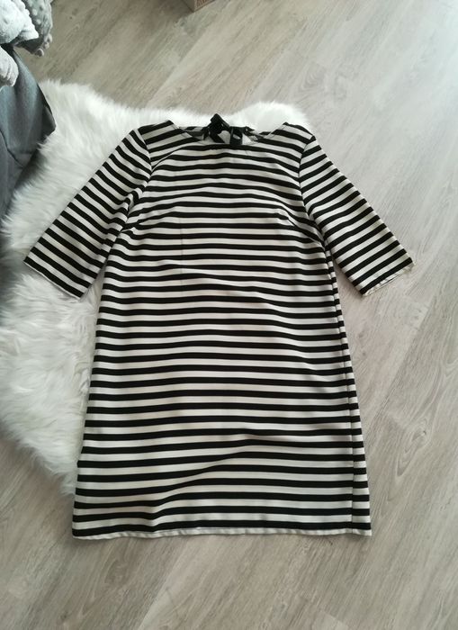 Czarno kremowa sukienka w paski pasiasta Atmosphere Primark 36 S